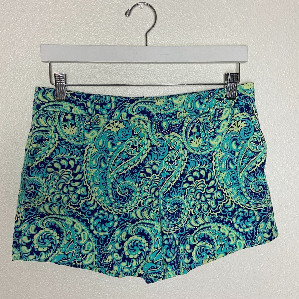 British Khaki  Shorts Stretch Paisley Sz 6